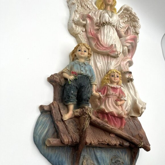 Vintage Guardian Angel Wall Hang Plaque Religious Catholic Children Mid Century - Picture 6 of 9